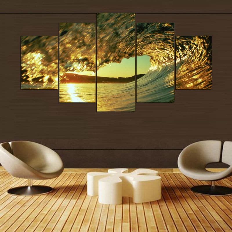 Framed 5 Panels - Wave