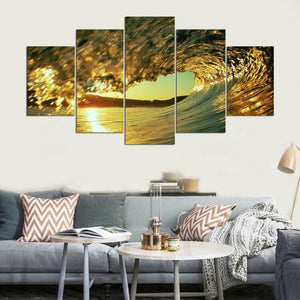 Framed 5 Panels - Wave
