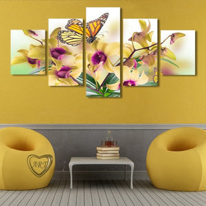 Framed 5 Panels - Butterfly