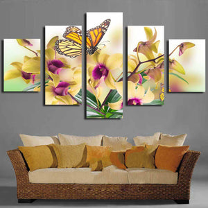 Framed 5 Panels - Butterfly