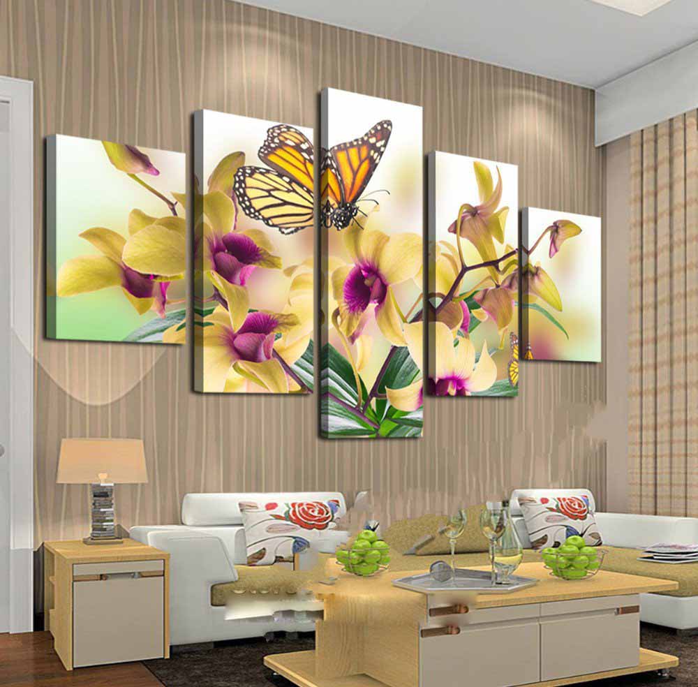 Framed 5 Panels - Butterfly