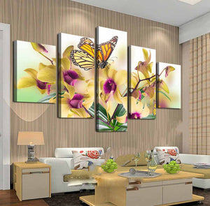 Framed 5 Panels - Butterfly
