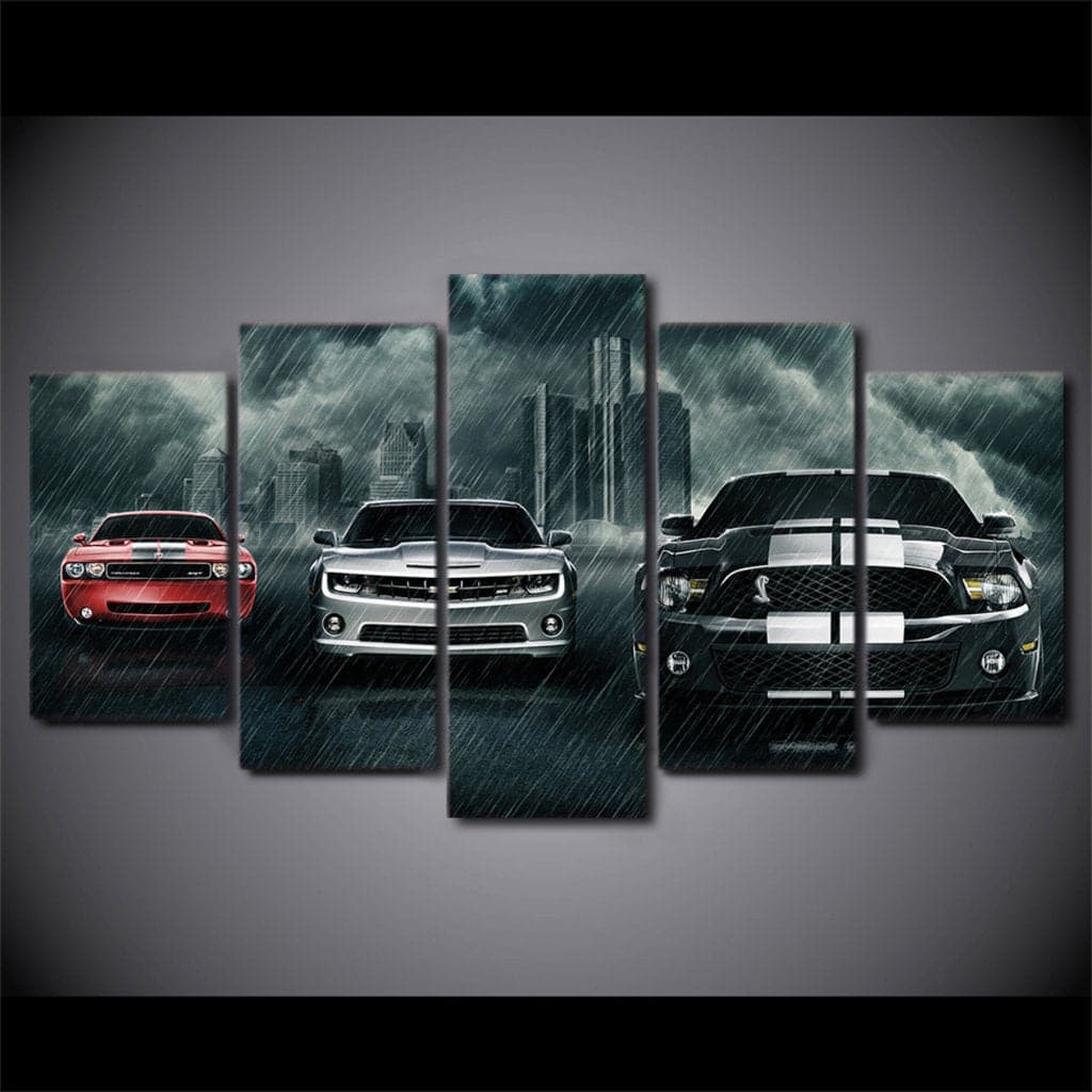 Framed 5 Panels - American Muscle Car