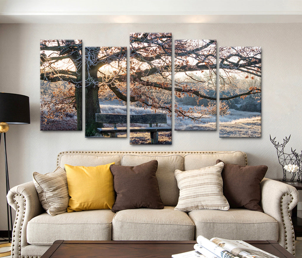 Pine Stretched  Framed 5 Panels - Winter