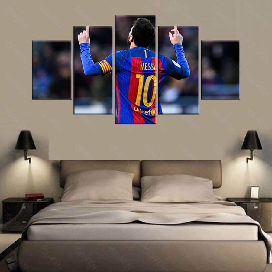 Framed 5 Panels - Lionel Messi