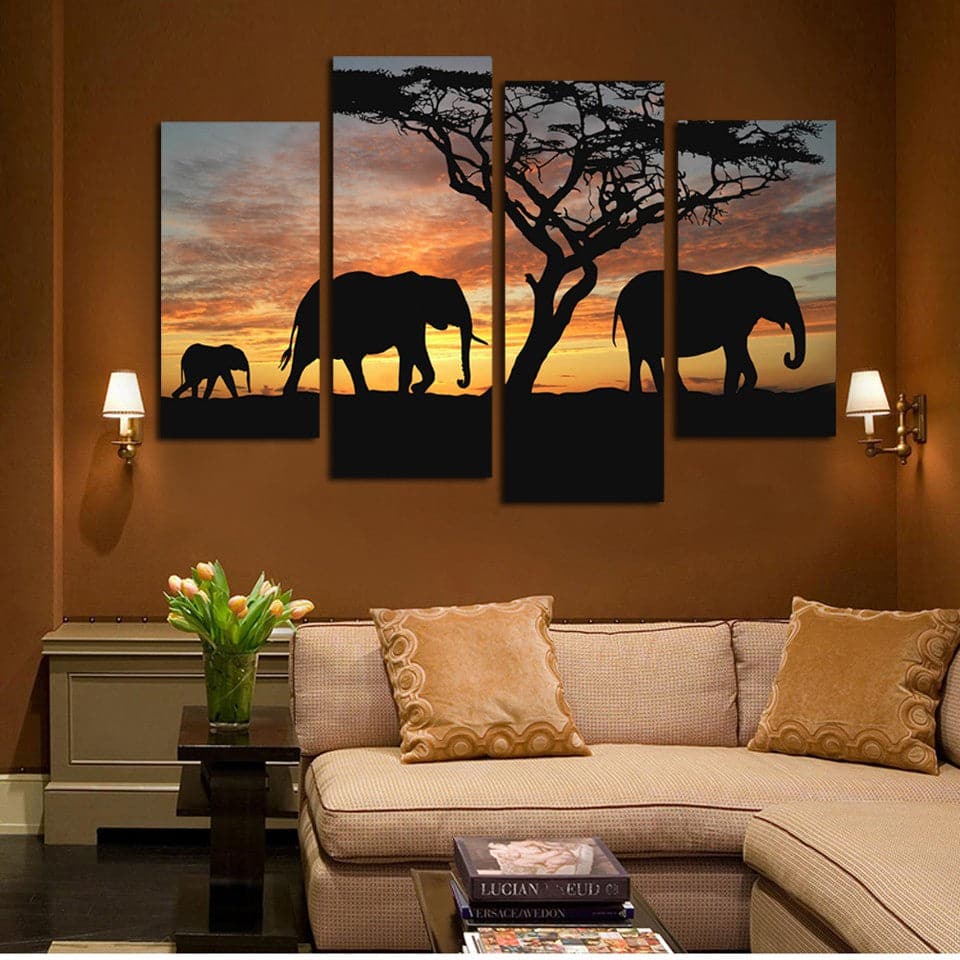 Framed 4 Panels - Africa