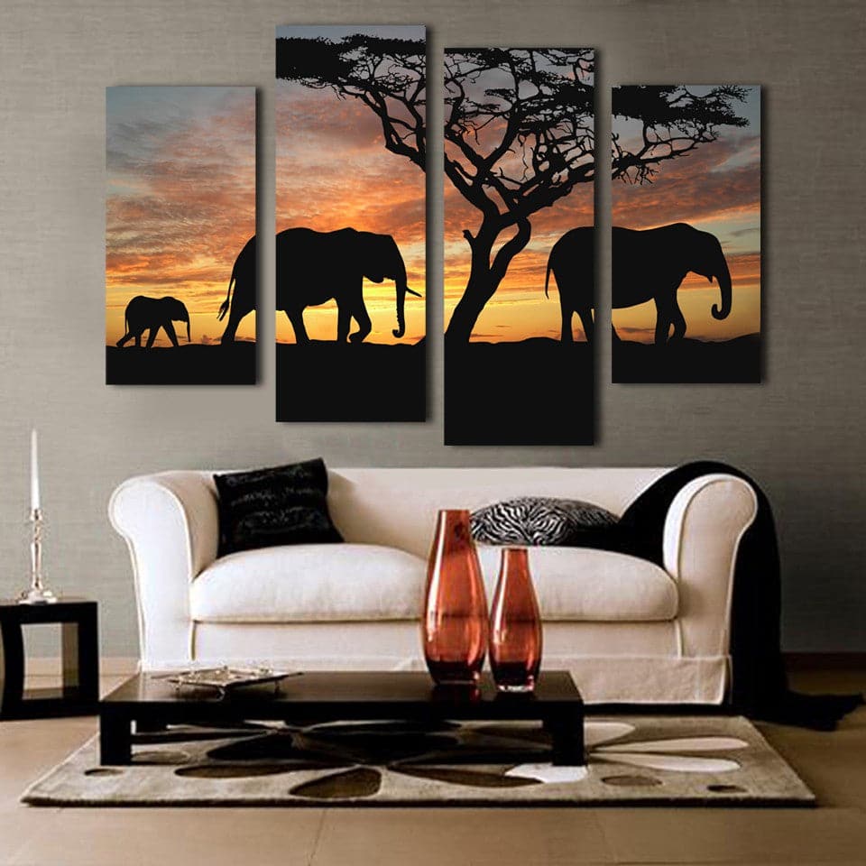Framed 4 Panels - Africa