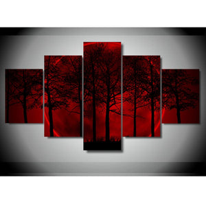Framed 5 Panels - Red
