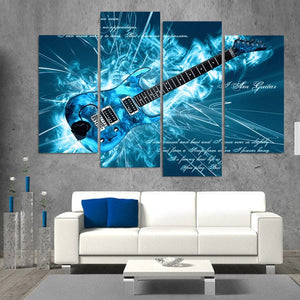 Framed 4 Panels - Guitar