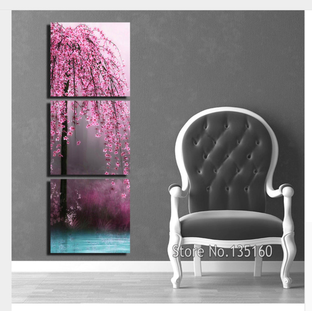 Pine Stretched  Framed 3 Panels - Tree