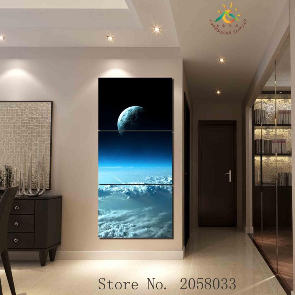 Pine Stretched  Framed 3 Panels - Moon