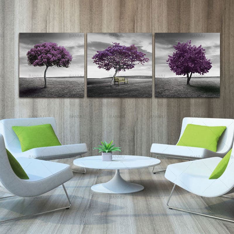 Pine Stretched  Framed 3 Panels - Tree