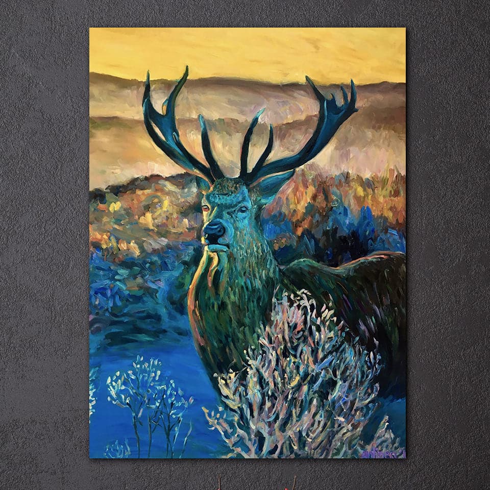 Pine Stretched  Framed 1 Panel - Deer