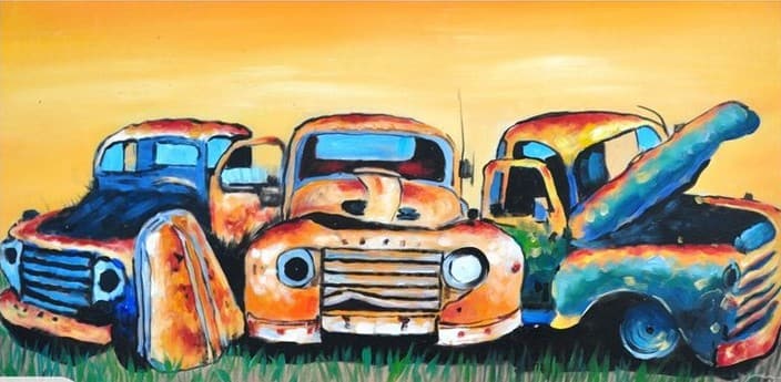 Pine Stretched  Framed 1 Panel - Rustic Truck