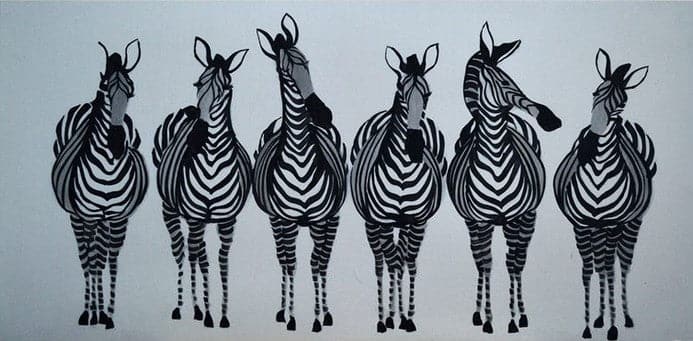 Pine Stretched  Framed 1 Panel - Zebras