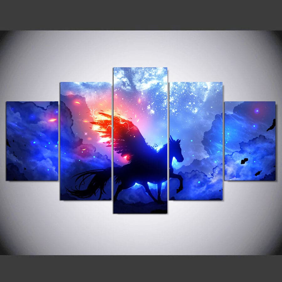 Pine Stretched  Framed 5 Panels - Horse