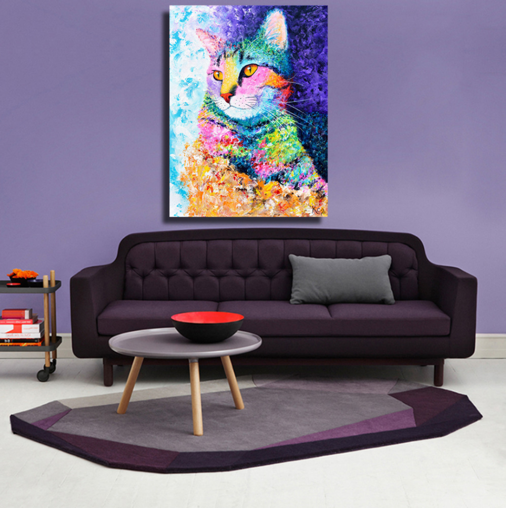 Pine Stretched  Framed 1 Panel - Cat