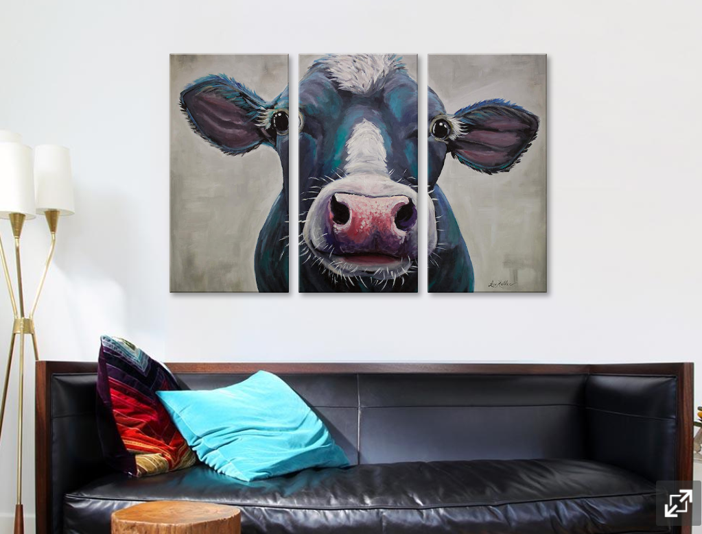 Framed 3 Panels - Cow
