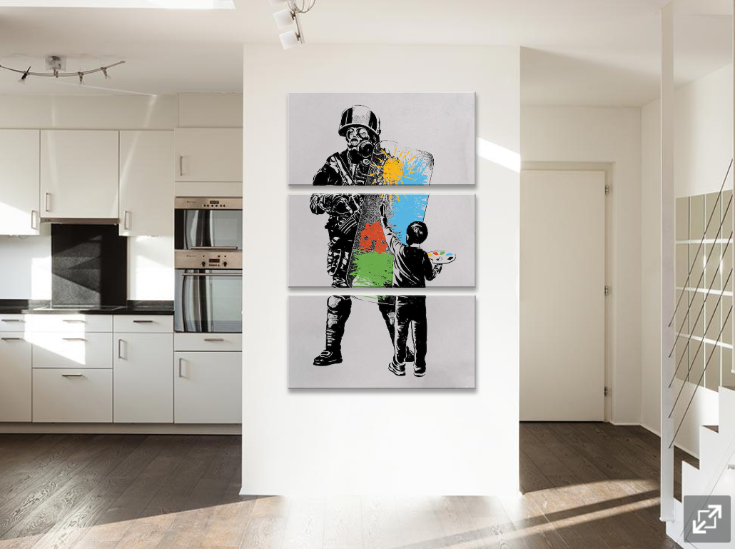Framed 3 Panels - Banksy Art