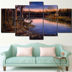 Framed 5 Panels - Deer
