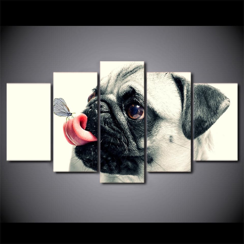 Framed 5 Panels - Pug