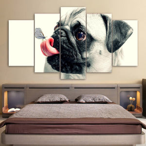Framed 5 Panels - Pug