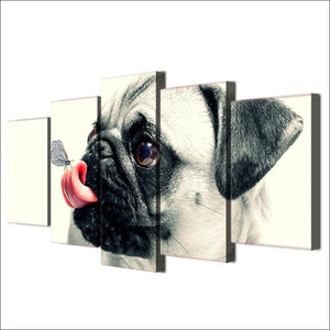 Framed 5 Panels - Pug