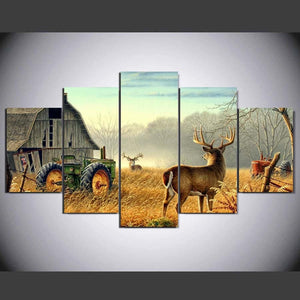 Framed 5 Panels - Deer