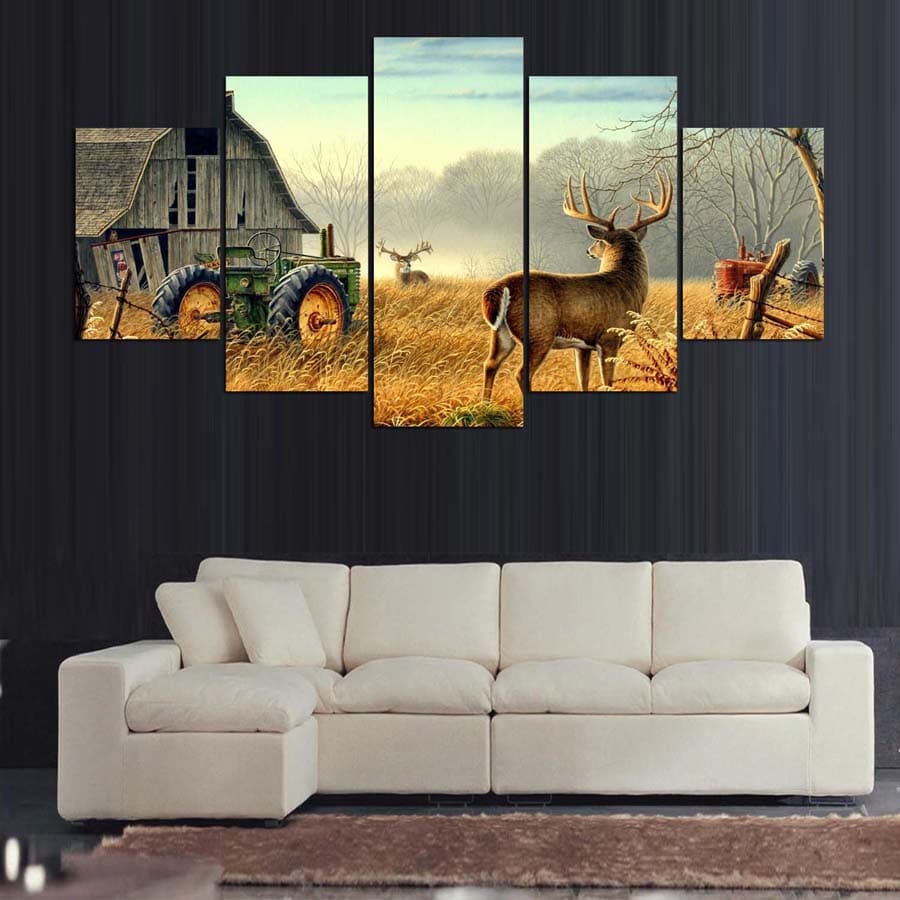 Framed 5 Panels - Deer