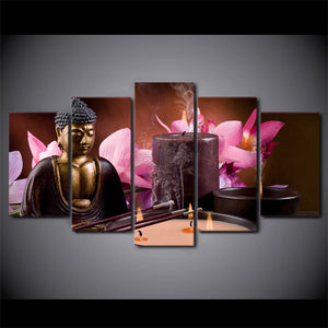 Framed 5 Panels - Buddha