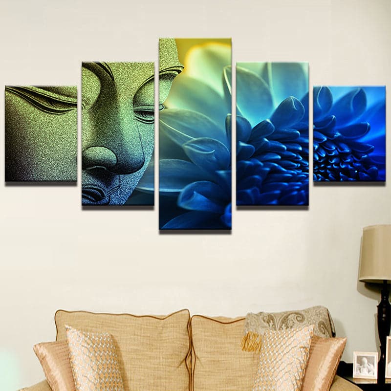 Framed 5 Panels - Buddha