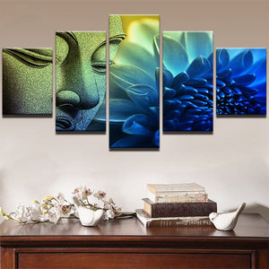 Framed 5 Panels - Buddha