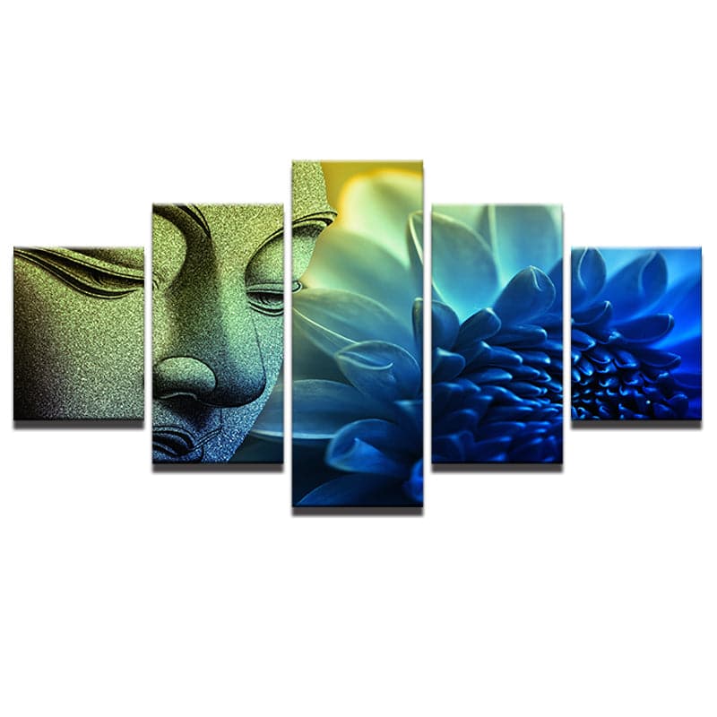 Framed 5 Panels - Buddha
