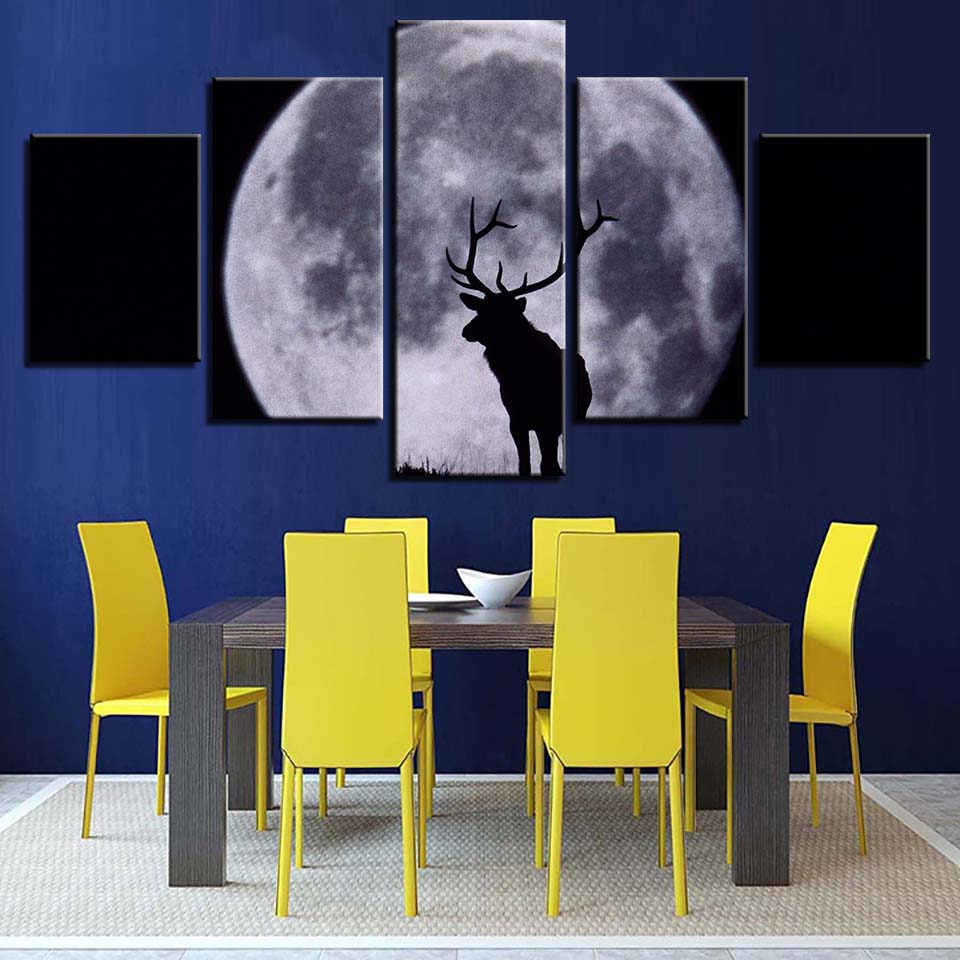 Pine Stretched  Framed 5 Panels - Deer