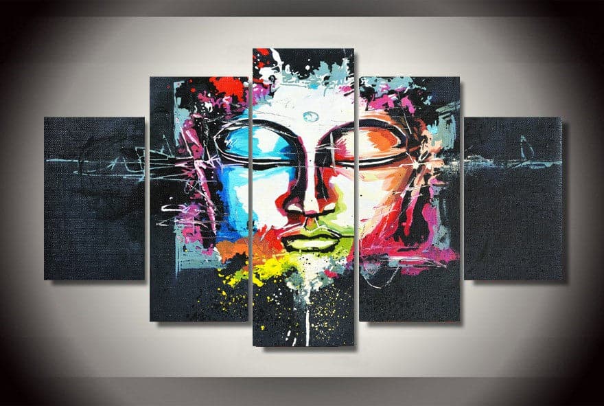 Framed 5 Panels - Buddha