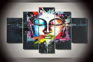 Framed 5 Panels - Buddha