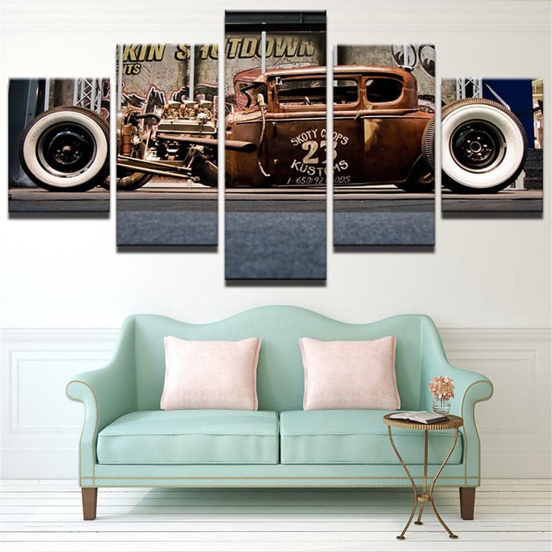 Framed 5 Panels - Classic Car