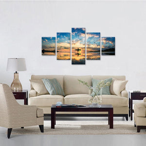 Framed 5 Panels - Surfing