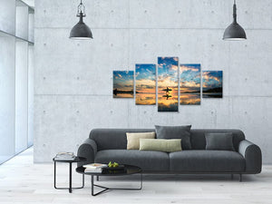 Framed 5 Panels - Surfing