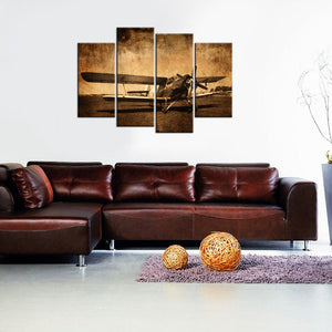 Framed 4 Panels - Propeller Plane