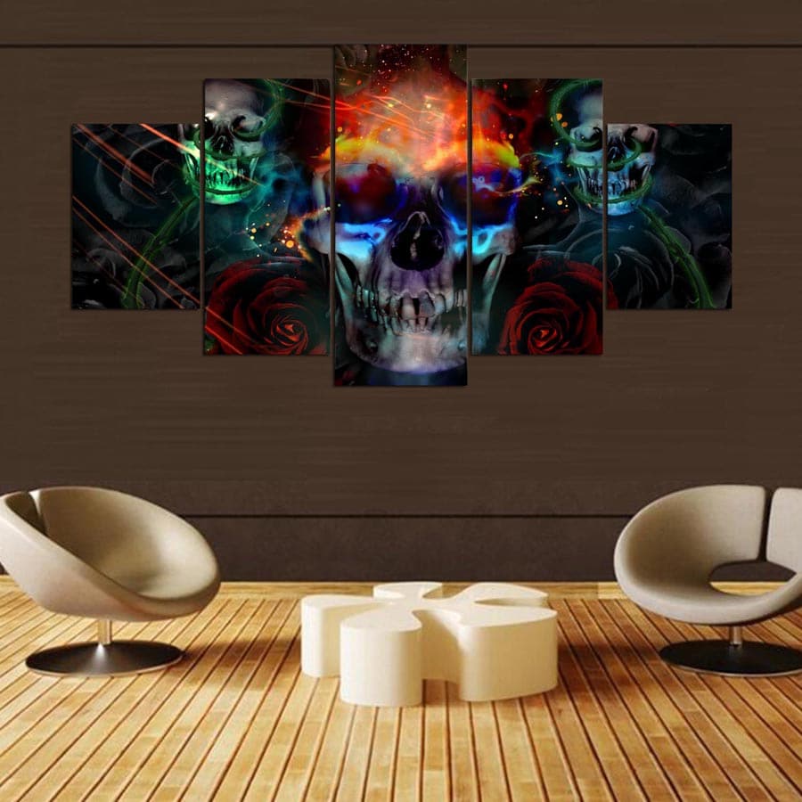 Framed 5 Panels - Skull