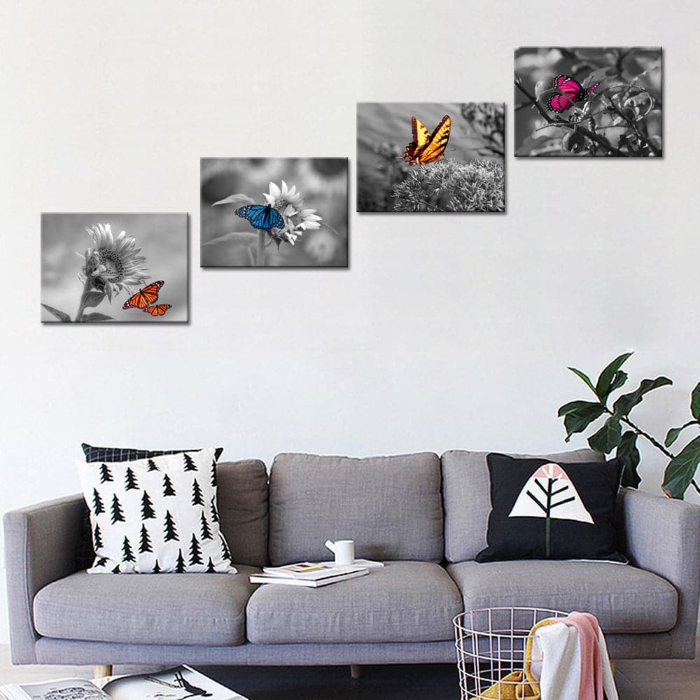 Framed 4 Panels - Butterfly