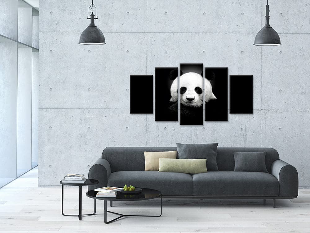 Framed 5 Panels - Panda