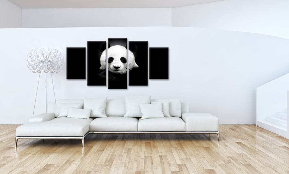 Framed 5 Panels - Panda