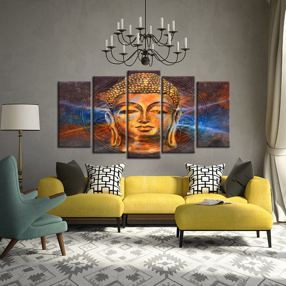 Framed 5 Panels - Buddha