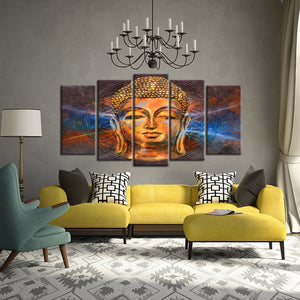 Framed 5 Panels - Buddha