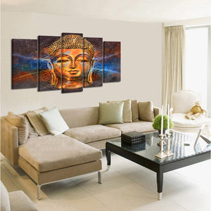 Framed 5 Panels - Buddha