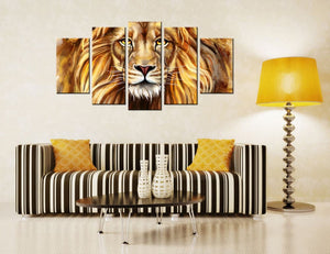 Framed 5 Panels - Lion