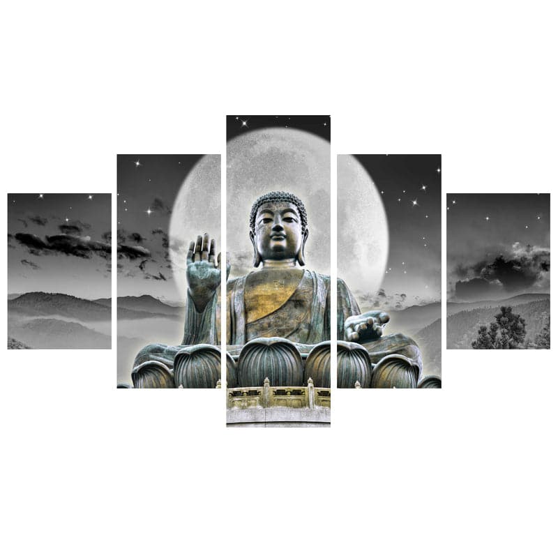 Framed 5 Panels - Buddha