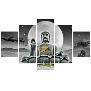 Framed 5 Panels - Buddha